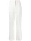 Victoria Beckham Pleated Darted-back Straight-leg Mid-rise Woven Trousers In Weiss