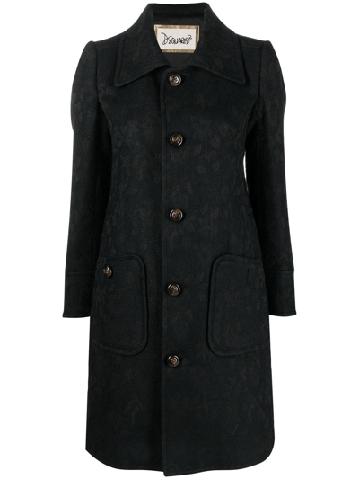 Dsquared2 Floral Pattern Single-breasted Coat In Schwarz