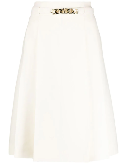 Valentino Horsebit-detail High-waisted Skirt In White