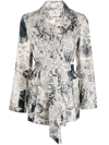 Etro Graphic-print Belted Silk Jacket In Weiss