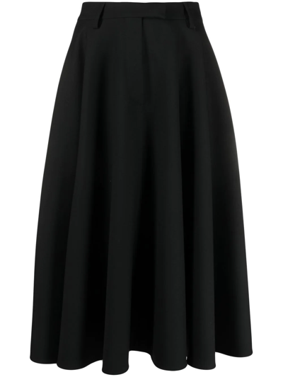 Prada Pleated Midi Skirt In Black