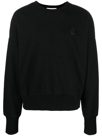 Alexander Mcqueen Logo-patch Wool Sweatshirt In Black