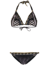 Camilla Animal-print Halterneck Bikini In 黑色
