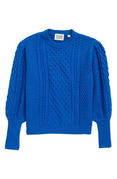 Scotch & Soda Kids' Cable Stitch Sweater In 0704 Electric Blue