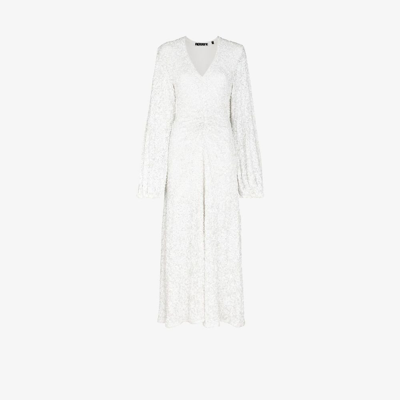 Rotate Birger Christensen White Sirin Sequinned Midi Dress