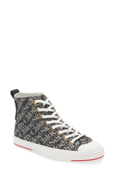 See By Chloé Logo-print High-top Trainers In Charcoal