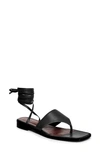 Staud Alexandre Leather Lace-up Thong Sandals In Black