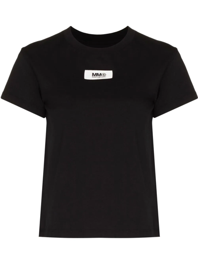 Mm6 Maison Margiela Black Logo Print Cotton T-shirt