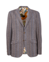 Etro Herringbone Tonal Striped Blazer In Marrone