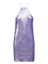 Attico Audrey Sequined Low Back Mini Dress In Purple