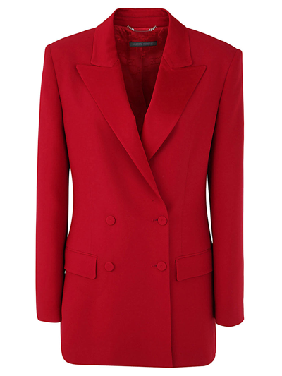Alberta Ferretti Cady Double Breasted Smoking Jacket In Red