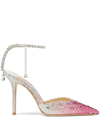 Jimmy Choo Saeda 100 Crystal Embellished Satin Ombre Pumps In Pink