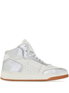 Saint Laurent Sl/80 Mid-top Sneakers In Smooth And Grained Leather In White