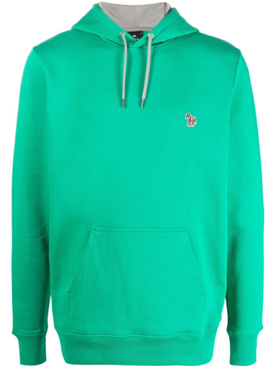 Ps By Paul Smith Organic-cotton Logo-patch Hoodie In 31 Greens
