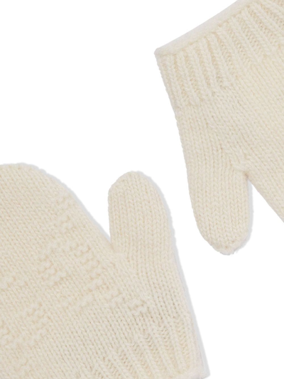 Gucci Kids' Knitted Wool Mittens In White