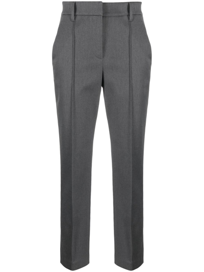 Brunello Cucinelli Pleated Cropped Trousers In Grey