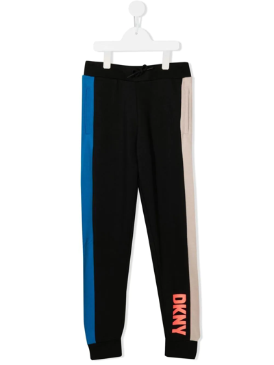 Dkny Teen Logo-print Panelled Track Pants In Black