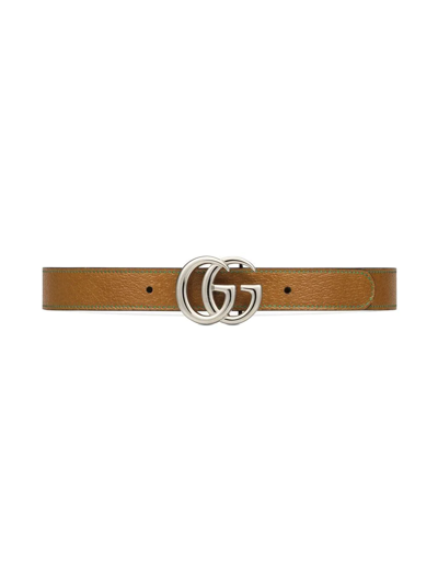 Gucci Kids' Gg-logo Leather Belt In Brown