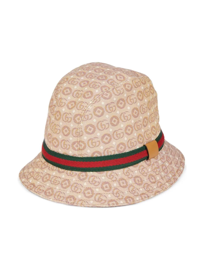 Gucci Children's Cotton Hat With Web In Beige