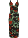 DOLCE & GABBANA ROSE-PRINT MIDI DRESS