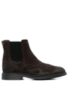 Hogan Slip-on Leather Chelsea Boots In Dark