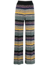 Missoni Striped Wide-leg High-rise Wool-blend Trousers In Black