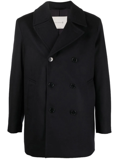 Mackintosh Dalton Wool And Cashmere-blend Peacoat In Blue