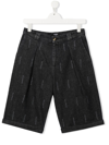 BALMAIN TEEN LOGO-PRINT DENIM SHORTS