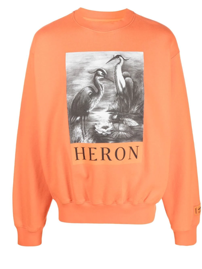Heron Preston Logo-print Long-sleeved Jumper In Orange
