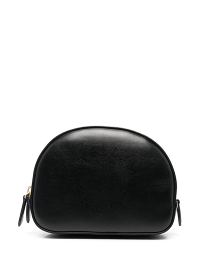 Stella Mccartney Perforated Logo-detail Make-up Bag In Black