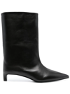 Jil Sander Black Leather Ankle Boots In Brown