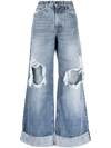 R13 RIPPED WIDE-LEG JEANS