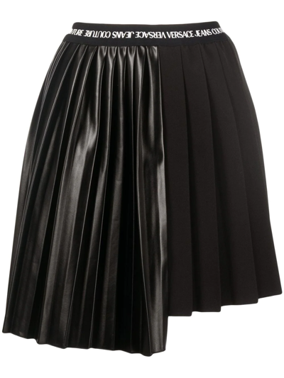 Versace Jeans Couture Panelled Asymmetric Pleated Skirt In Black