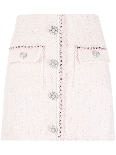 Self-portrait Self Portrait Melange Knit Mini Skirt In Pink
