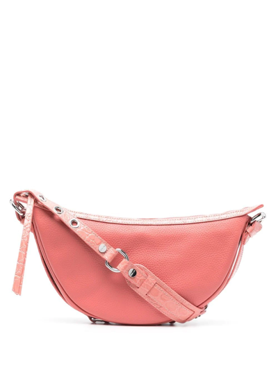 By Far Pink Gib Crocodile-embossed Shoulder Bag