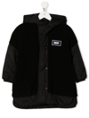 Dkny Logo-patch Hooded Padded Jacket In Black
