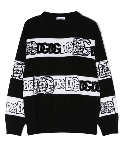 Dolce & Gabbana Kids' Virgin Wool Sweater In Black
