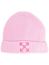 Off-white Girls Pink Cotton-knit Arrow Beanie Hat In Pink