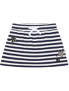 Dolce & Gabbana Star-patch Striped Skirt In Blue