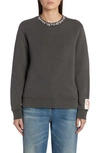 Golden Goose Cotton Sweatshirt With Applied Crystals In Anthracite