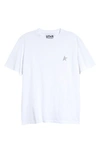 Golden Goose Star Collection T-shirt With Glittered Star On The Front In White/ Silver