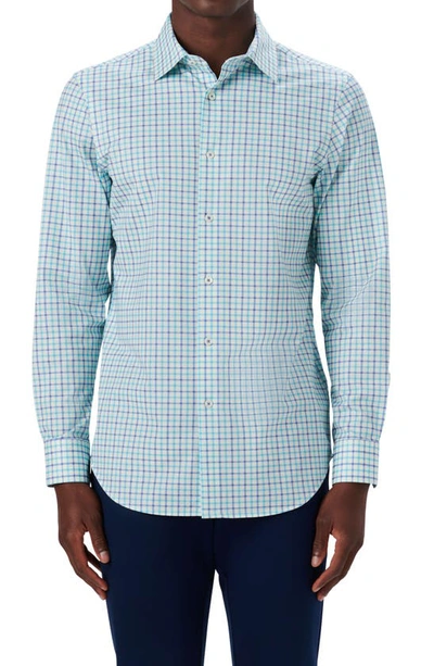 Bugatchi Ooohcotton® Check Button-up Shirt In Turquoise