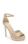 Pelle Moda Olwyn Ankle Strap Platform Sandal In Platinum Gold