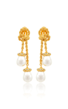 VALÉRE THE SIENNA 24K GOLD-PLATED PEARL AND QUARTZ EARRINGS