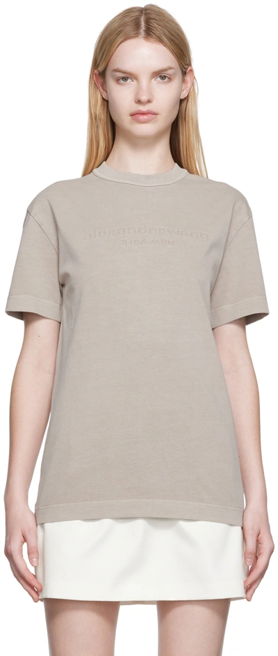 Alexander Wang Logo Embossed Jersey T-shirt In Feather