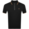 FRED PERRY FRED PERRY HALF ZIP POLO T SHIRT BLACK
