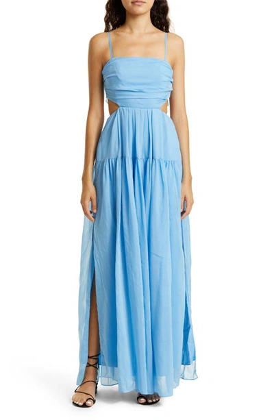 Rebecca Taylor Cutout Cotton & Silk Dress In Azul Blue | ModeSens