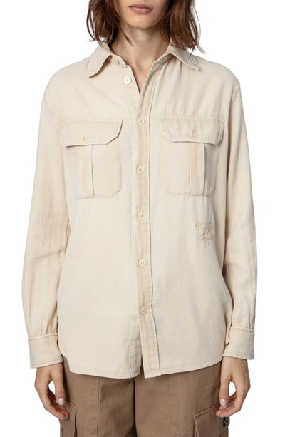 Zadig & Voltaire Teros Cotton Twill Button-up Shirt In Sugar