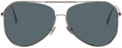 Tom Ford Charles-02 60mm Pilot Sunglasses In Shiny Dark Ruthenium