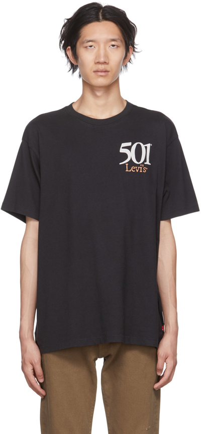 Levi's Black Printed T-shirt In 87373-0037 Big Silve